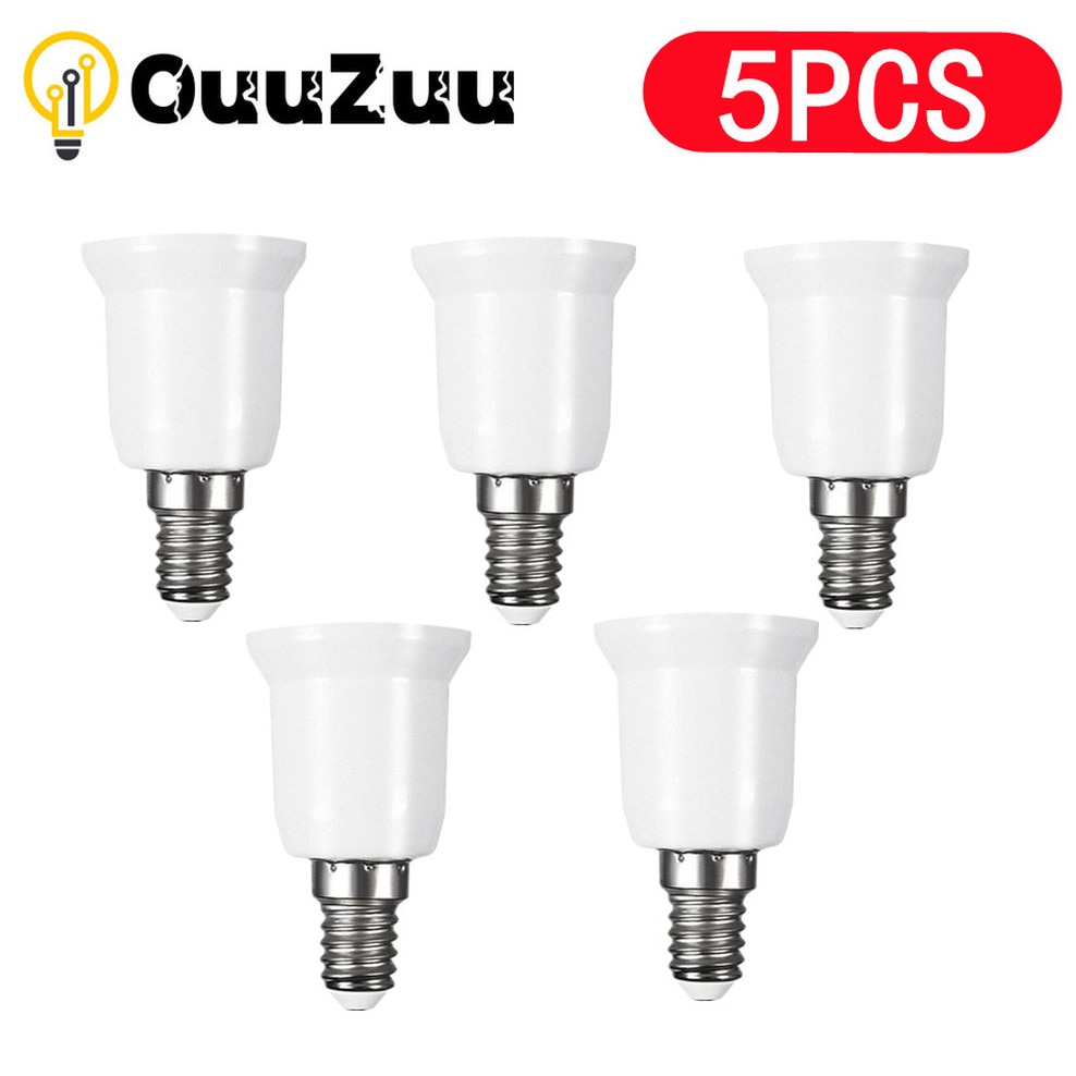 5/PCS E14 TO E27 ABS Plug Connector Accessories Bulb Holder Lighting Fixture Bulb Base Screw Adapter White Lamp Fireproof